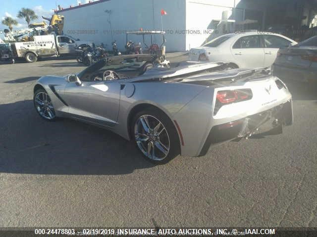 1G1YF3D78K5109833 - 2019 CHEVROLET CORVETTE STINGRAY/3LT SILVER photo 3