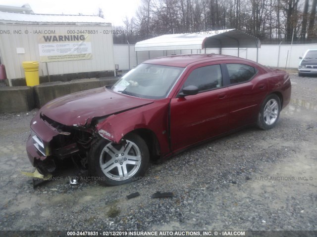 2B3KA43G06H373695 - 2006 DODGE CHARGER SE/SXT MAROON photo 2