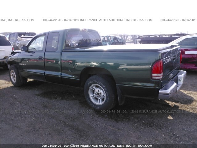 1B7GL22X4YS733020 - 2000 DODGE DAKOTA GREEN photo 3