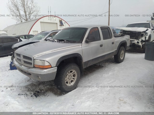 1D7HG48N14S504336 - 2004 DODGE DAKOTA QUAD SLT SILVER photo 2