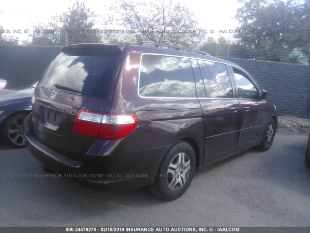 5FNRL38787B456907 - 2007 HONDA ODYSSEY EXL BURGUNDY photo 4