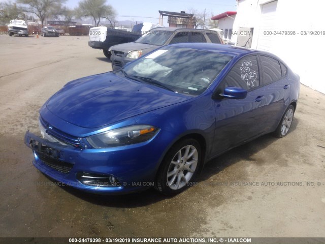 1C3CDFBH8DD257174 - 2013 DODGE DART SXT BLUE photo 2