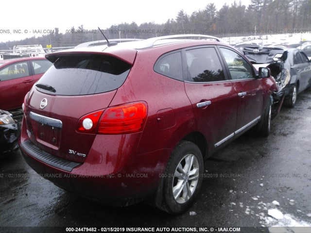 JN8AS5MV0DW626947 - 2013 NISSAN ROGUE S/SV RED photo 4