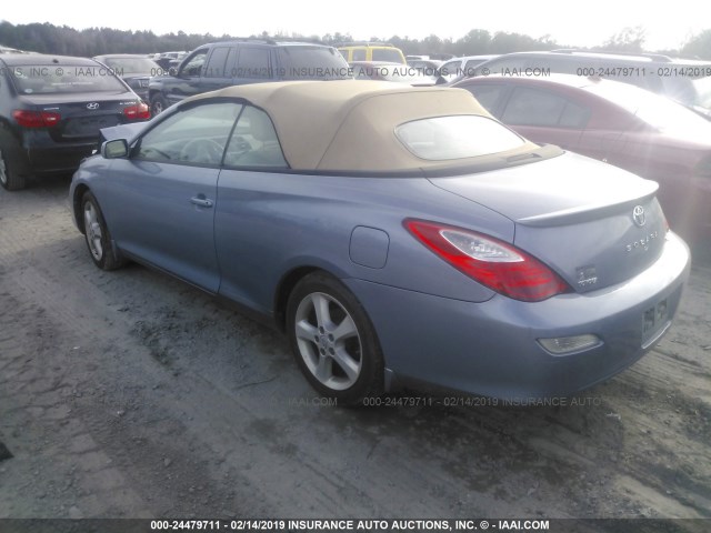 4T1FA38P07U130627 - 2007 TOYOTA CAMRY SOLARA SE/SLE BLUE photo 3