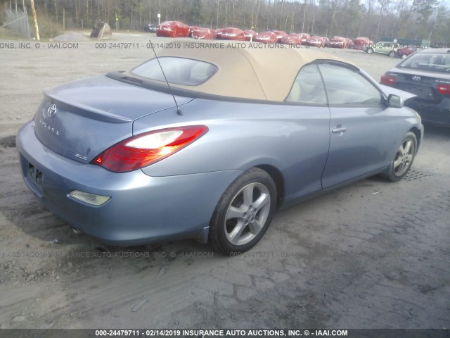 4T1FA38P07U130627 - 2007 TOYOTA CAMRY SOLARA SE/SLE BLUE photo 4