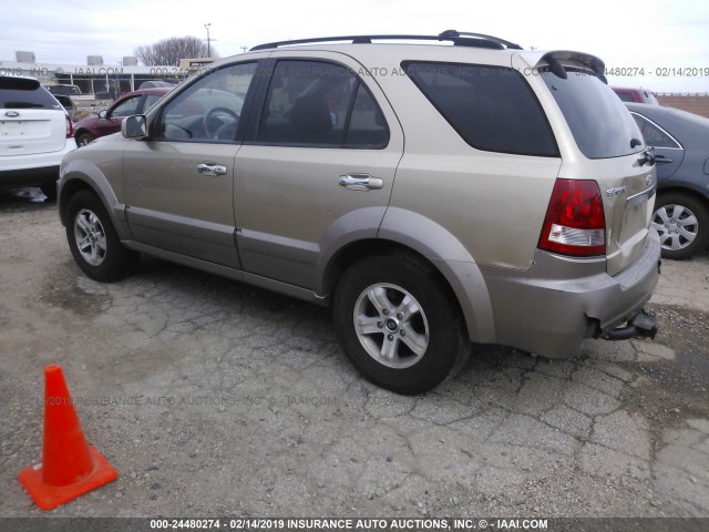 KNDJC733435087161 - 2003 KIA SORENTO EX/LX TAN photo 3