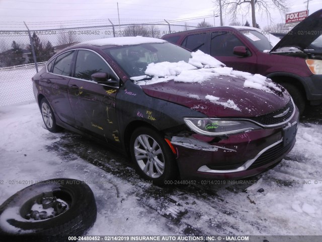 1C3CCCABXFN708312 - 2015 CHRYSLER 200 LIMITED MAROON photo 1