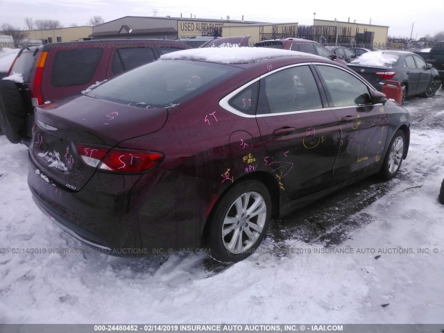 1C3CCCABXFN708312 - 2015 CHRYSLER 200 LIMITED MAROON photo 4