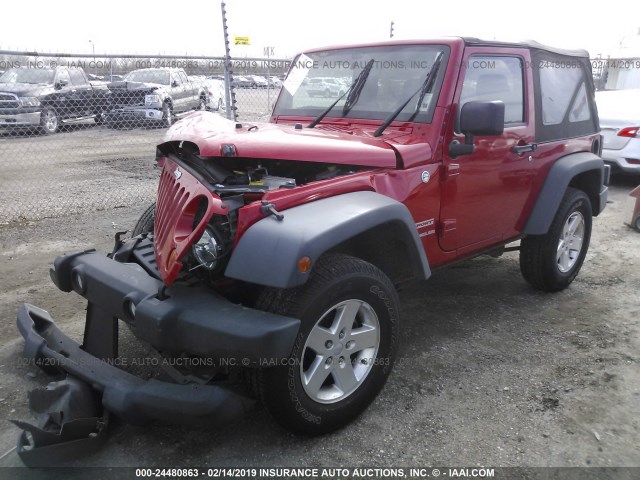 1C4AJWAG2CL281866 - 2012 JEEP WRANGLER SPORT RED photo 2