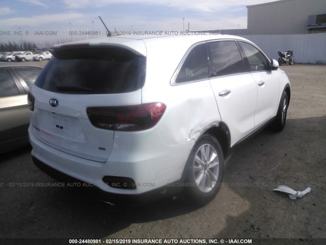 5XYPG4A34KG523626 - 2019 KIA SORENTO LX/L WHITE photo 4