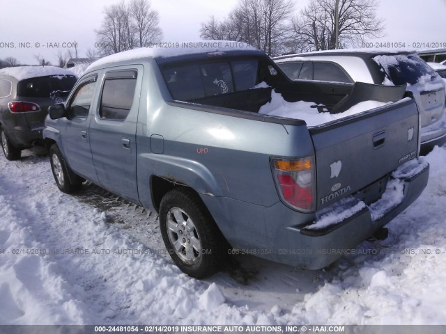 2HJYK16518H536576 - 2008 HONDA RIDGELINE RTL Light Blue photo 3