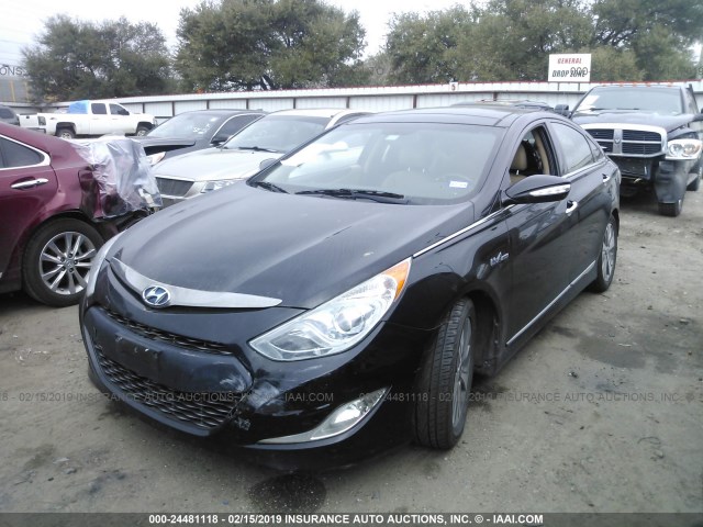 KMHEC4A44DA081019 - 2013 HYUNDAI SONATA HYBRID BLACK photo 2