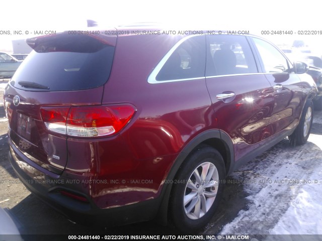 5XYPGDA38HG262784 - 2017 KIA SORENTO LX/L RED photo 4