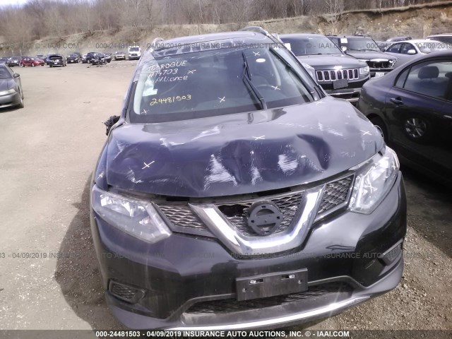 5N1AT2MV0GC911480 - 2016 NISSAN ROGUE S/SL/SV BLACK photo 6