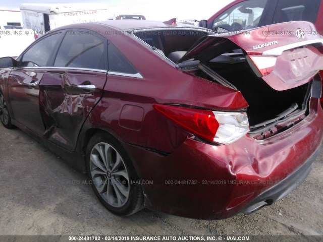 5NPEC4AB7EH813690 - 2014 HYUNDAI SONATA SE/LIMITED RED photo 3