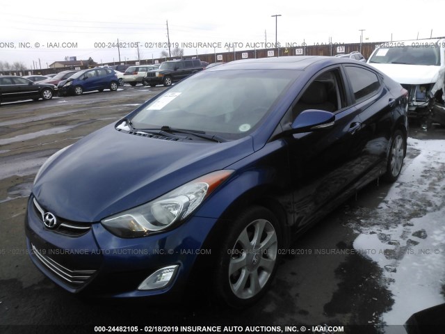 KMHDH4AEXDU700968 - 2013 HYUNDAI ELANTRA GLS/LIMITED BLUE photo 2