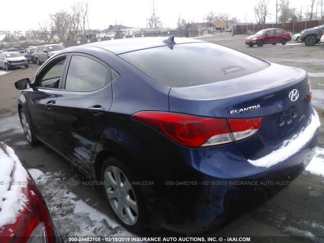 KMHDH4AEXDU700968 - 2013 HYUNDAI ELANTRA GLS/LIMITED BLUE photo 3