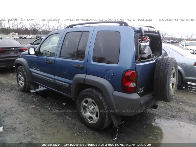 1J4GL48K03W595835 - 2003 JEEP LIBERTY SPORT/FREEDOM BLUE photo 3