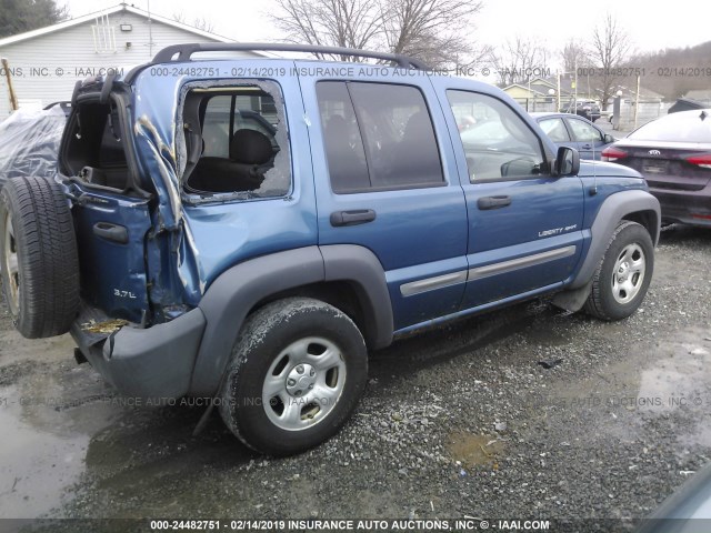 1J4GL48K03W595835 - 2003 JEEP LIBERTY SPORT/FREEDOM BLUE photo 4