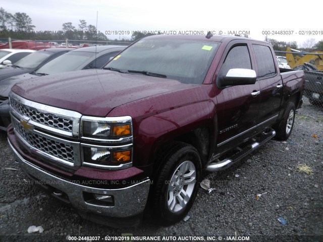 3GCUKREC9EG274643 - 2014 CHEVROLET SILVERADO K1500 LT MAROON photo 2