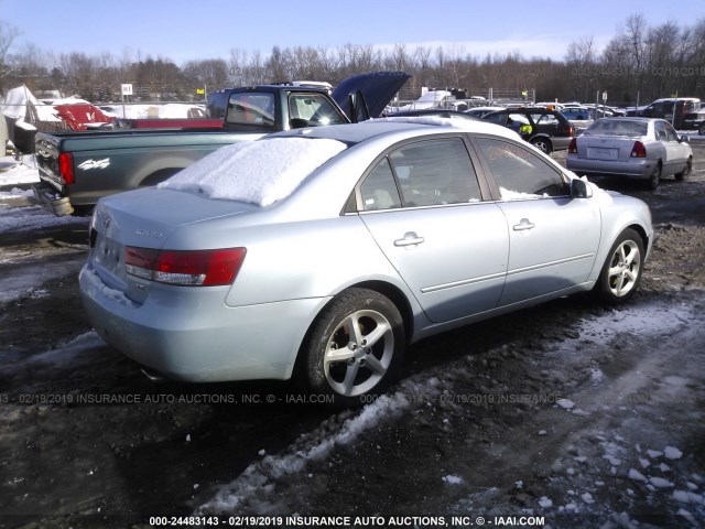 5NPEU46F77H296208 - 2007 HYUNDAI SONATA SE/LIMITED BLUE photo 4