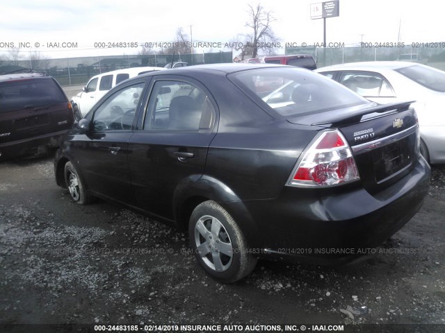 KL1TD56E59B399255 - 2009 CHEVROLET AVEO LS/LT BLACK photo 3