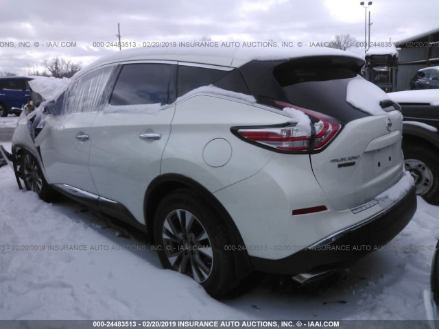 5N1AZ2MH9HN181647 - 2017 NISSAN MURANO S/SL/SV/PLATINUM WHITE photo 3