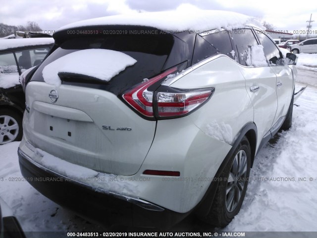 5N1AZ2MH9HN181647 - 2017 NISSAN MURANO S/SL/SV/PLATINUM WHITE photo 4