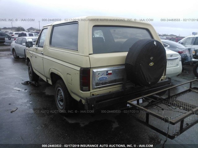 1FMEU15F8ELA11472 - 1984 FORD BRONCO U100 YELLOW photo 3