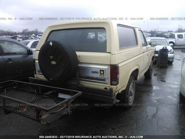 1FMEU15F8ELA11472 - 1984 FORD BRONCO U100 YELLOW photo 4