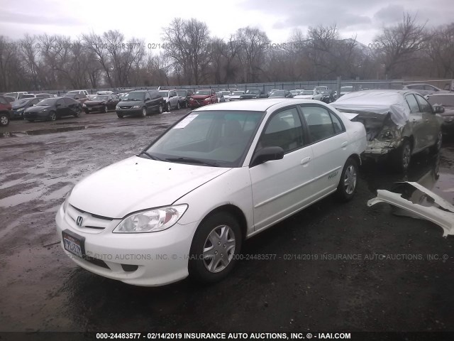 1HGEN26545L000516 - 2005 HONDA CIVIC GX WHITE photo 2