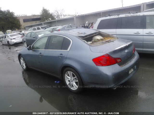 JN1CV6AP3AM405554 - 2010 INFINITI G37 SPORT Light Blue photo 3