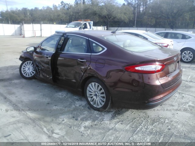 3FA6P0LU0FR288928 - 2015 FORD FUSION SE HYBRID BURGUNDY photo 3