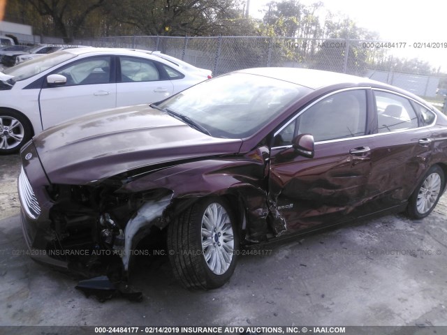 3FA6P0LU0FR288928 - 2015 FORD FUSION SE HYBRID BURGUNDY photo 6