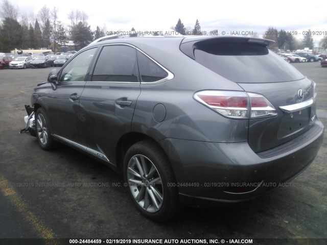 2T2BC1BA4FC006213 - 2015 LEXUS RX 450H GRAY photo 3