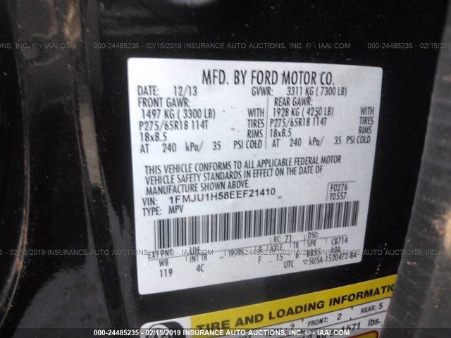 1FMJU1H58EEF21410 - 2014 FORD EXPEDITION XLT/KING RANCH BLACK photo 9