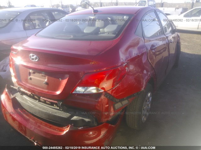 KMHCT4AE4GU018926 - 2016 HYUNDAI ACCENT SE RED photo 4