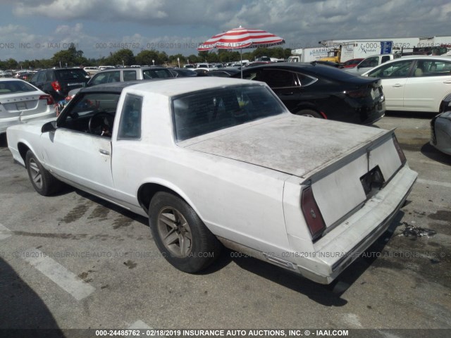 1G1GZ37G7GR167866 - 1986 CHEVROLET MONTE CARLO  WHITE photo 3