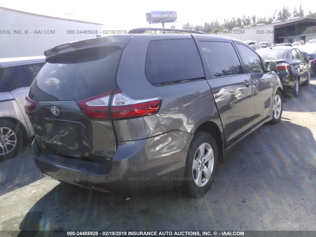 5TDKZ3DC7JS948916 - 2018 TOYOTA SIENNA LE GRAY photo 4