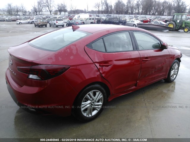 5NPD84LF6KH442787 - 2019 HYUNDAI ELANTRA SEL/VALUE/LIMITED RED photo 4