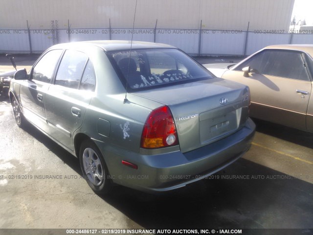 KMHCG45C94U524311 - 2004 HYUNDAI ACCENT GL GREEN photo 3