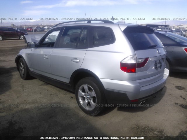 WBXPC93487WF22901 - 2007 BMW X3 3.0SI SILVER photo 3