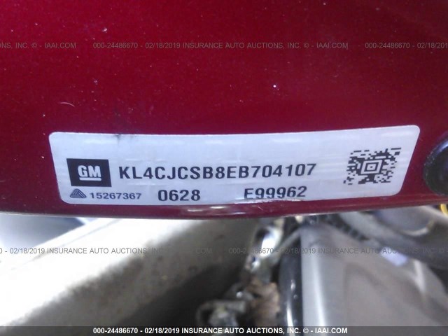 KL4CJCSB8EB704107 - 2014 BUICK ENCORE RED photo 9