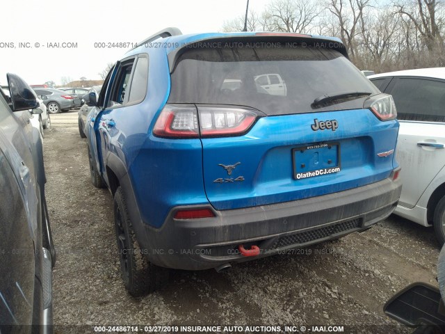 1C4PJMBX1KD335728 - 2019 JEEP CHEROKEE TRAILHAWK BLUE photo 3