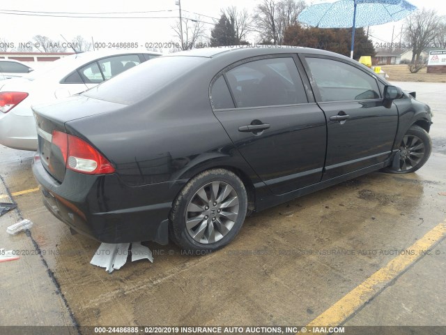 1HGFA16909L028011 - 2009 HONDA CIVIC EXL BLACK photo 4