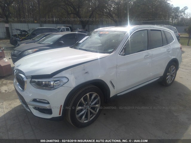 5UXTR7C58KLA48626 - 2019 BMW X3 SDRIVE30I WHITE photo 2