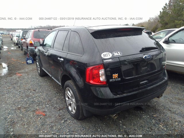 2FMDK3JC3BBB50381 - 2011 FORD EDGE SEL BLACK photo 3