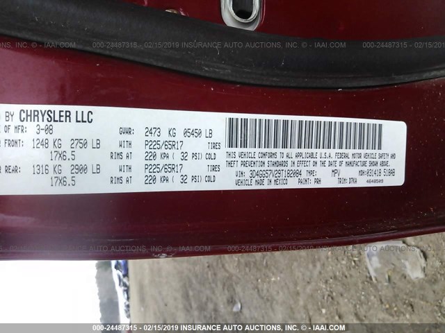 3D4GG57V29T182084 - 2009 DODGE JOURNEY SXT BURGUNDY photo 9