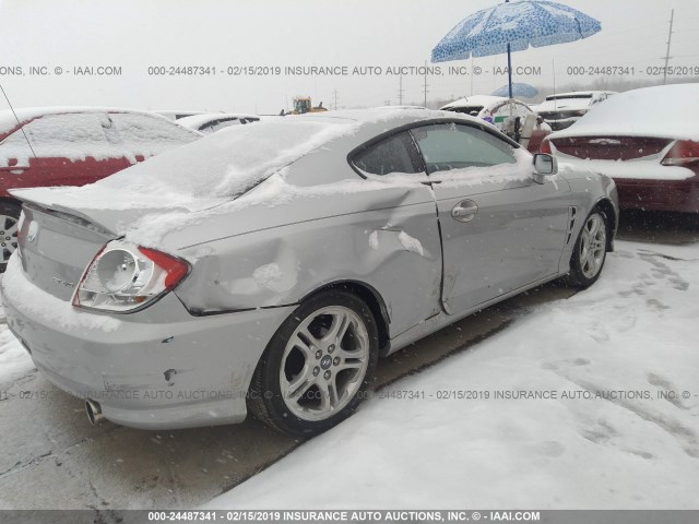 KMHHN65F76U213447 - 2006 HYUNDAI TIBURON GT/SE/GT LIMITED SILVER photo 4