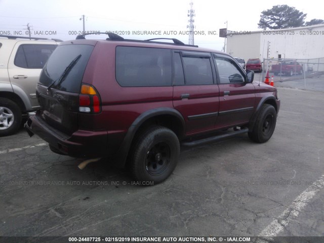 JA4LS31H4YP011206 - 2000 MITSUBISHI MONTERO SPORT LS/SPORT XLS BURGUNDY photo 4